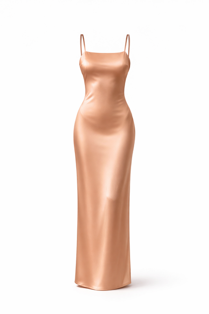 Vestido lencero de seda beige "Eterna"