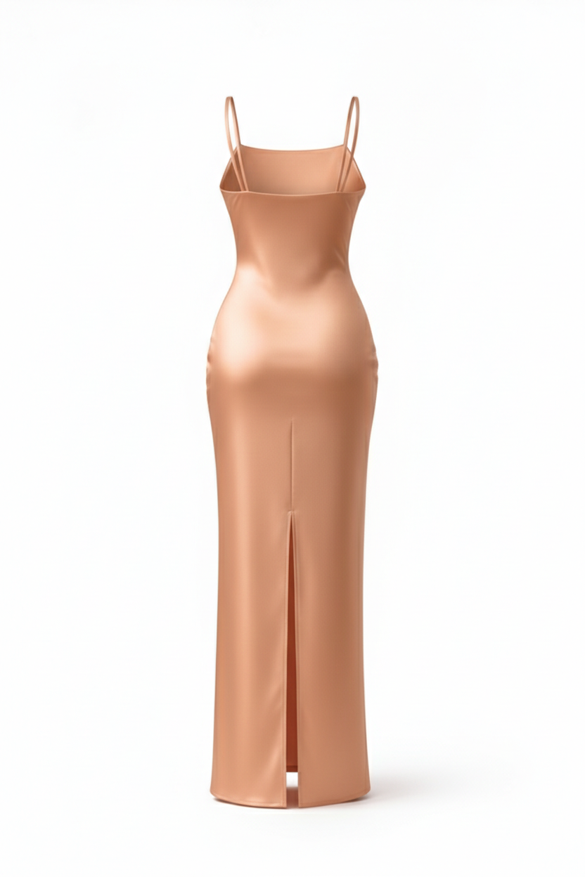 Vestido lencero de seda beige "Eterna"