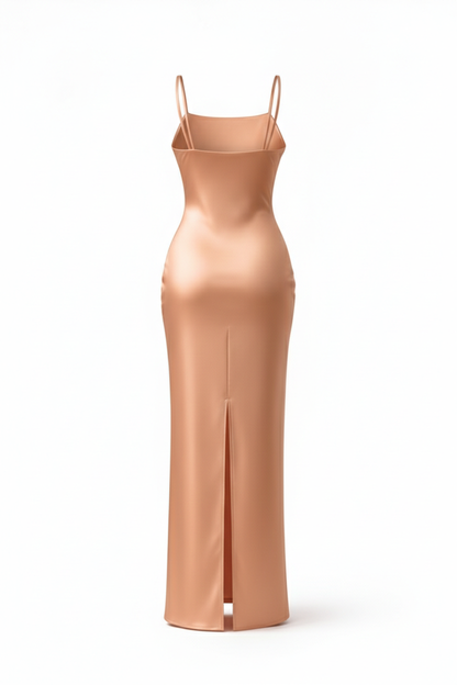 Vestido lencero de seda beige "Eterna"