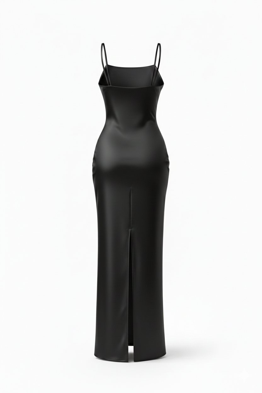 Vestido lencero de seda negro "Eterna"