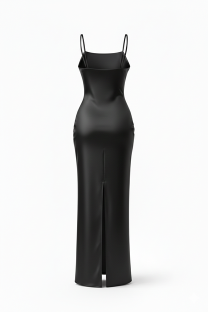 Vestido lencero de seda negro "Eterna"