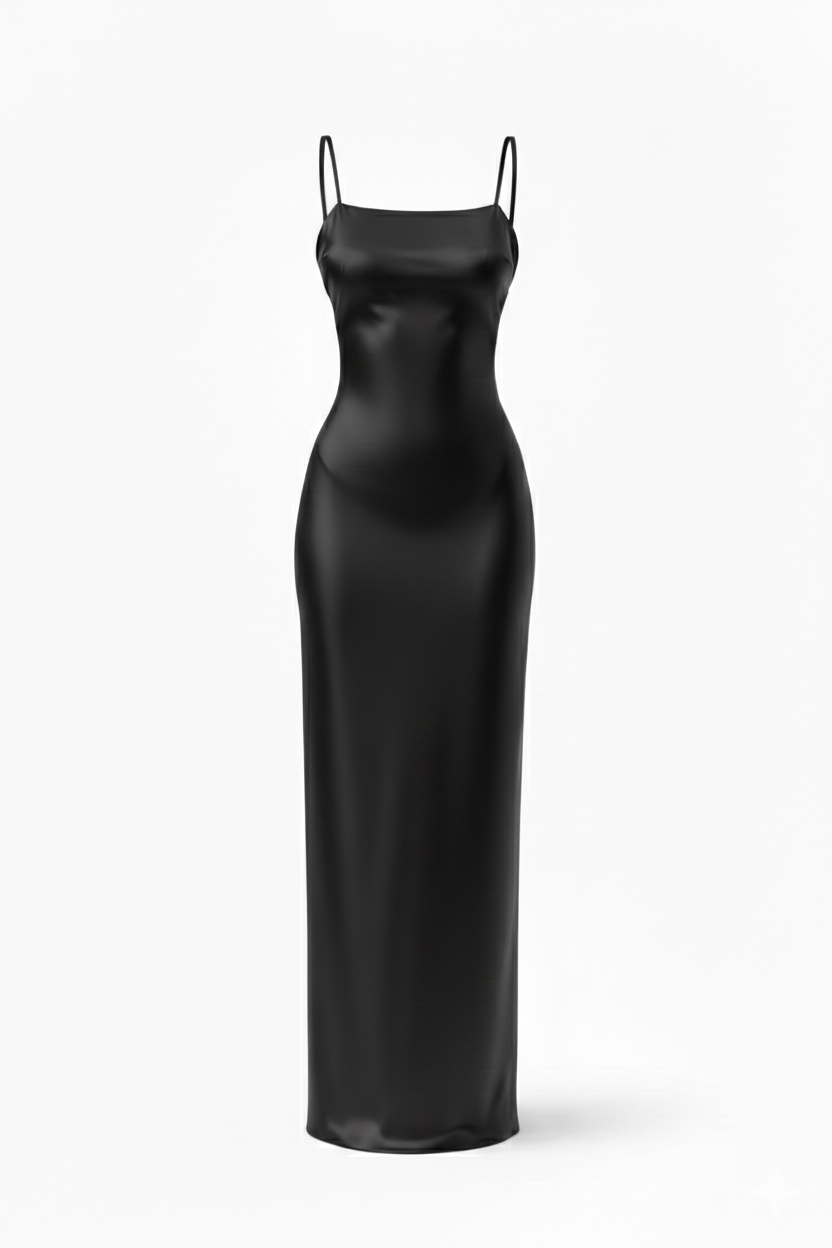 Vestido lencero de seda negro "Eterna"