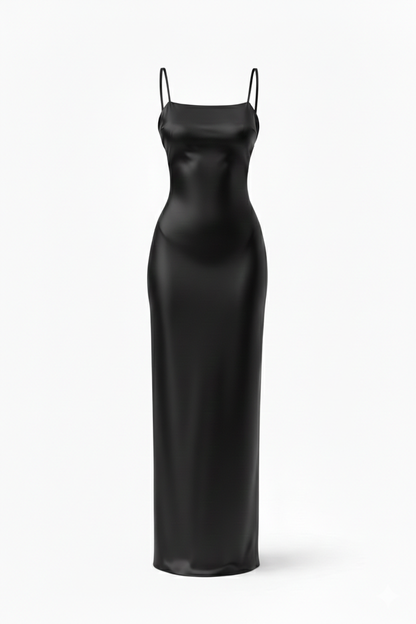 Vestido lencero de seda negro "Eterna"