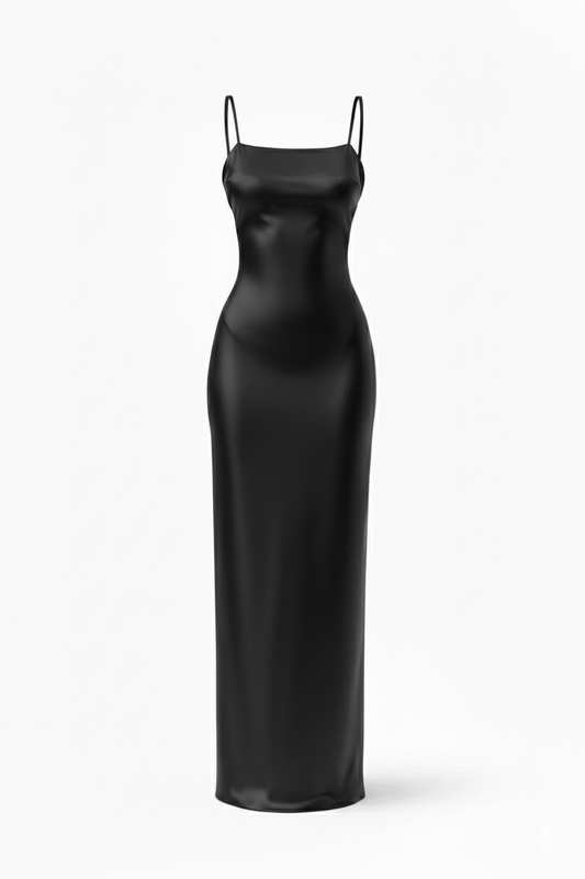 Vestido lencero de seda negro "Eterna"